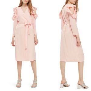 Ruffle Cold Shoulder Wrap Dress